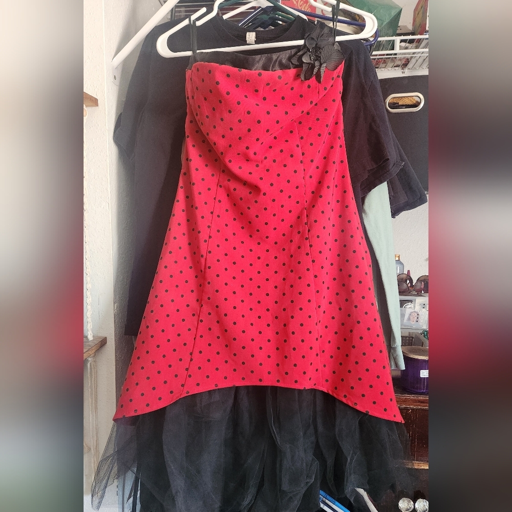 Strapless Red Polka Dot Dress
